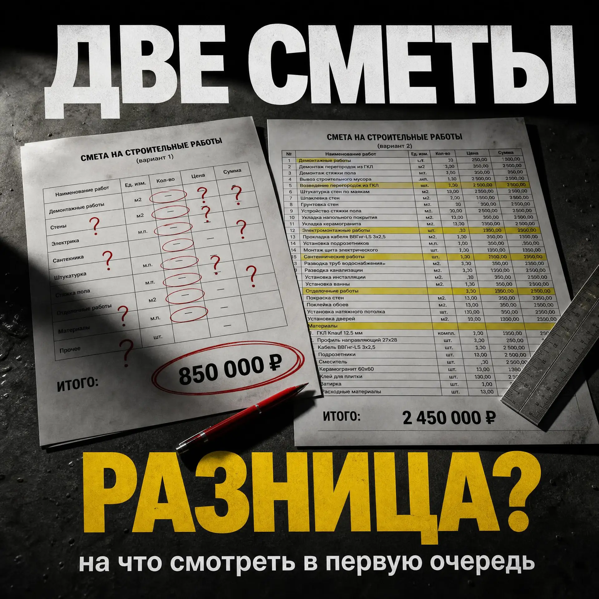 Как сравнивать сметы от разных подрядчиков: на что смотреть в первую очередь