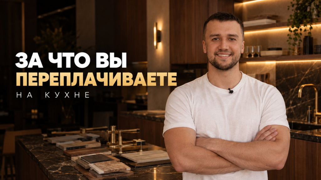 Профессиональный прораб обсуждает смету ремонта кухни, указывая на неоправданные расходы в интерьере